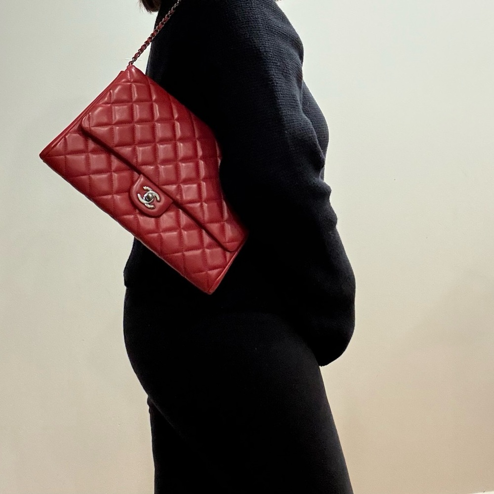 Chanel Red Quilted Clutch